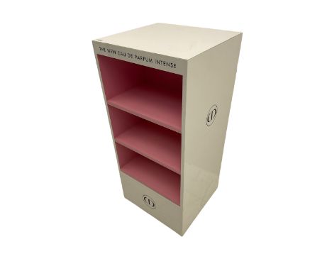 Christian Dior shop display stand, white finish with black lettering, pink finish interior, from House of Fraser Dimensions: 