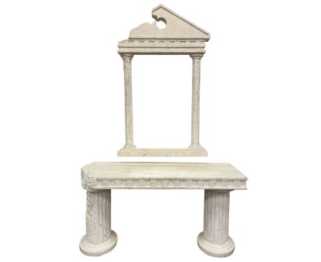 Cast architectural stone effect console table with mirrorDimensions: Height:&nbsp;226cm&nbsp; Length/Width:&nbsp;153cm&nbsp; 