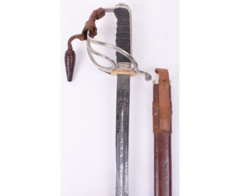 Good George V Royal Artillery Officers Sword by Wilkinson, No.61288 etched and mirror polished with crowned royal cipher, reg