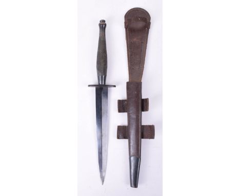 WW2 British 2nd Pattern B2 Fairbairn Sykes (F.S) Commando Dagger, good example with blackened brass grip, oval cross guard st