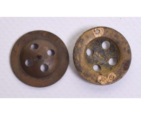 Brass Fly Button Two Piece Compass, one button swings on top of the other with luminous dots indicating north