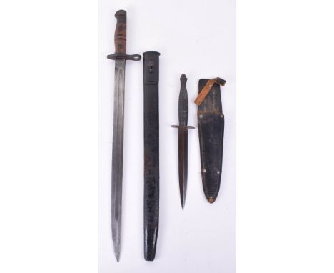 British 3rd Pattern Fairbairn Sykes (F.S) Commando Dagger, with one piece ribbed grip. Broad arrow stamp to the top of the ha