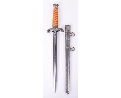 WW2 German Army Officers Dress Dagger by Carl Eickhorn, good example with deep orange celluloid handle, steeped top pommel an