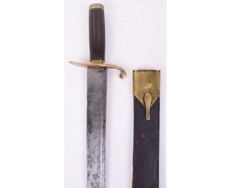 Georgian Officers Sword of the Type Favoured by Naval Officers c.1800, broad curved single edge cutlass blade cut with a sing