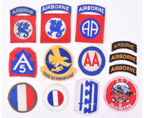 Selection of American Airborne Tunic Patches, including 82nd Airborne patch with attached AIRBORNE title, 2x 508th Airborne R