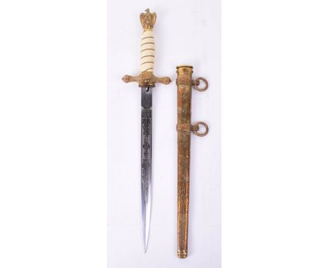 Third Reich Kriegsmarine Officers Dress Dagger by Clemen & Jung Solingen, good example with white celluloid grip retaining th