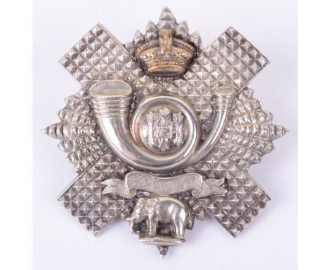 Highland Light Infantry Volunteers Officers Glengarry Badge, fine multipiece example with remains of the gilt wash finish to 