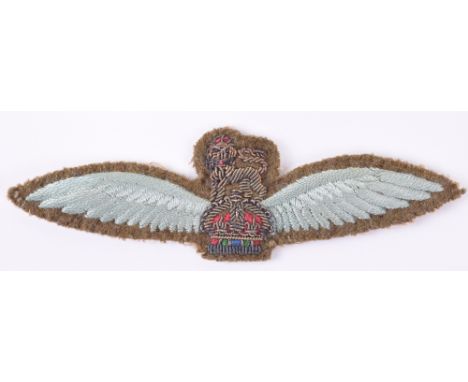Scarce WW2 Glider Pilots Wing for Officers Service Dress Tunic, fine example of the khaki backed glider pilots wing with bull