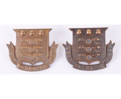 2x Army Ordnance Corps Pagri Badges, both with two lug fittings to the reverse of each badge. Good condition. (2 items) 