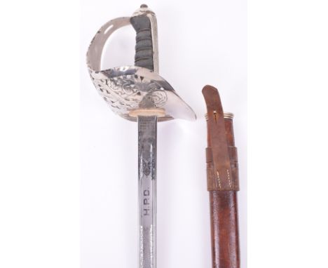 British George V 1897 Pattern Royal Engineers Officers Sword by Henry Wilkinson No 59756, blade etched and polished with the 