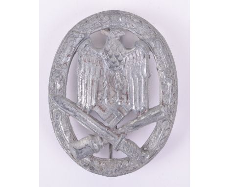 WW2 German Army / Waffen-SS General Assault Combat Badge, being a mid-war zinc example without any makers details. Badge is c