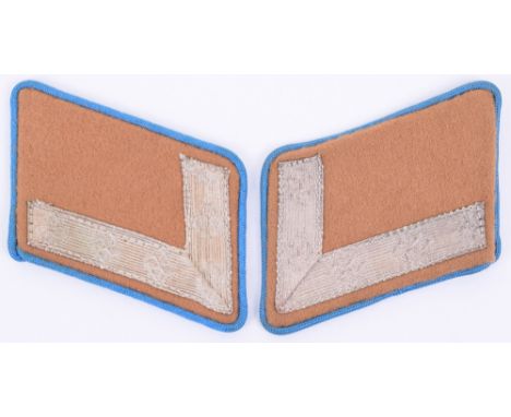 Pair of Pre-1938 NSDAP Ortsgruppen Stellenleiter Collar Patches, light brown cloth with blue piping and single silver wire sw