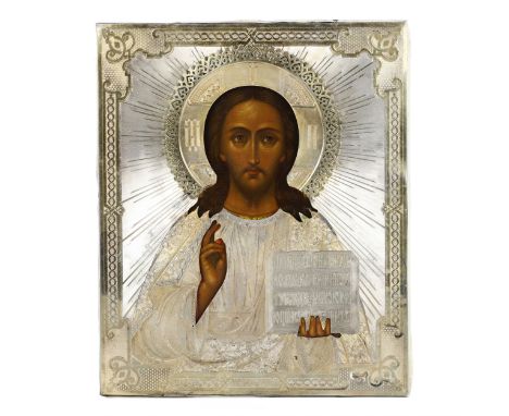 A rare icon of the Lord Almighty, made in 1866 in Moscow, is a striking example of the academic style typical of Moscow works