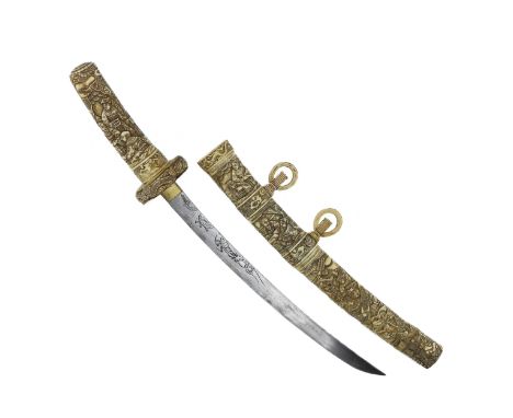 A small ceremonial wakizashi sword made at the end of the Meiji era demonstrates the highest level of craftsmanship by Japane