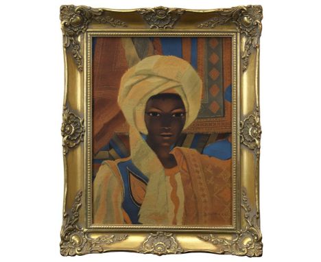 Cullmann, Bernhard (Namborn 1903 - 1977 Namborn), Portrait einer jungen Orientalin als Teppichhändlerin, gemalt in seiner typ