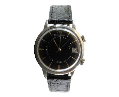 Jaeger LeCoultre Memovox Herrenarmbanduhr, Schweiz nach 1950, Edelstahlgehäuse mit Automatikwerk, Ref. E 855, Kaliber Jaeger 