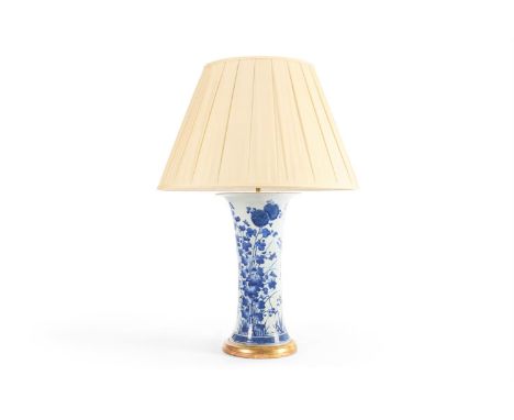 A JAPANESE ARITA BLUE AND WHITE VASE ADAPTED AS A LAMP  LATE 17TH CENTURY OR EARLY 18TH CENTURY     the vase 41.5cm high  Con