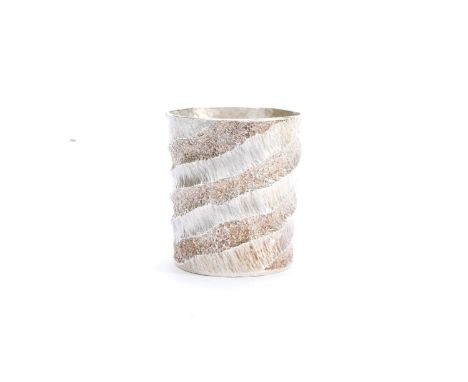 HIROSHI SUZUKI (JAPANESE, B.1961) SILVER BEAKER, 2011 Cylindrical form, alternating textured horizontal spiral  Stamped with 