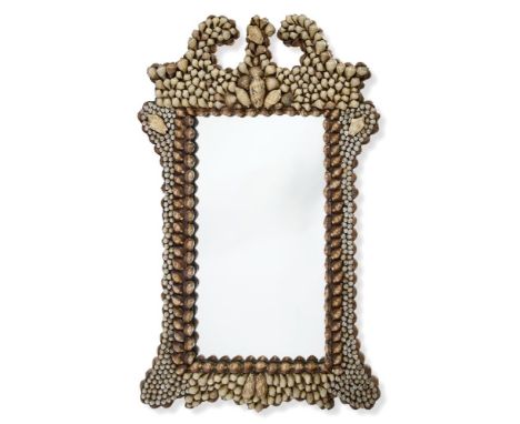 Y A SHELL ENCRUSTED MIRROR  LATE 20TH CENTURY  96cm high, 60cm wide   Condition Report:  Overall condition reflects this mirr