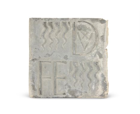 A RARE ITALIAN RENAISSANCE TERRACOTTA TILE WITH THE CYPHER OF FEDERICO DA MONTEFELTRO, DUKE OF URBINO  CIRCA 1474/1482   Moul
