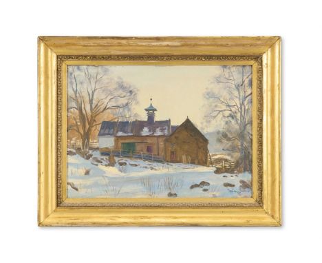 λ JULIAN BARROW (BRITISH 1939-2013) MILL NEAR ALNESS, ROSS-SHIRE Oil on canvas  Signed (lower right); titled and dated 1991 t