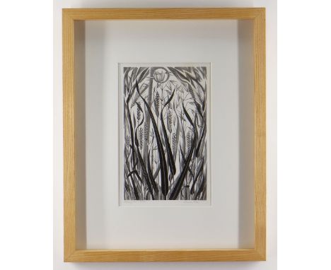 MONICA POOLE (1921-2003) limited edition (19/150) woodblock print - entitled 'Ripening Corn', signed, 26 x 17cms