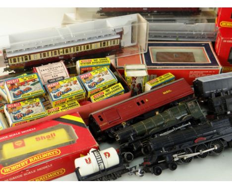 ASSORTED VINTAGE MODEL RAILWAY ITEMS including Fleischmann, Tri-ang, Merit, Hornby, Faller, Airfix comprising locomotives, ca
