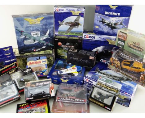 ASSORTED TOYS including Battle Star Galactica Colonial Viper, Corgi WWII Heroes Vehicles, Corgi Classics 007 vehicles, Transf