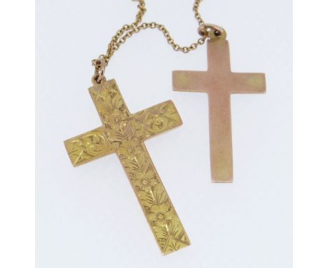 TWO 9CT GOLD CROSS PENDANTS on 9ct gold chain in associated jewellery box, 6.0gms (2) Condition Report: all appear in good ov