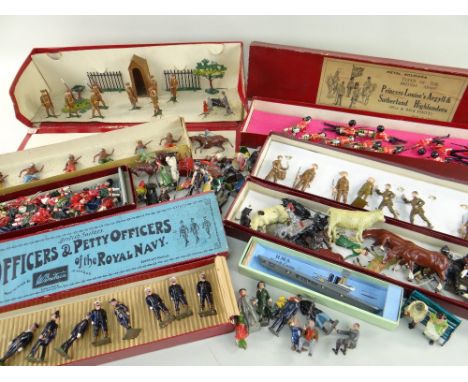 COLLECTION OF TOY METAL SOLDIERS & FIGURES including Britain's 'The Gordon Highlanders with Pipers', Britain's Royal Army Med