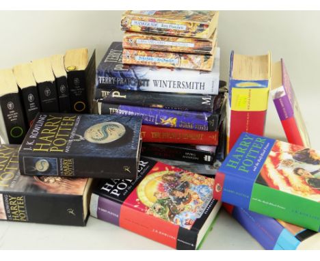 ASSORTED NOVELS including seven Harry Potter hard back volumes, various Terry Pratchett and Tolkien titles (2 boxes)