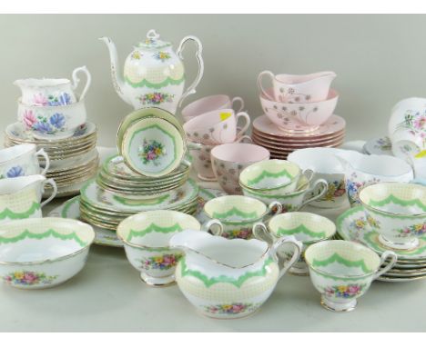 ASSORTED BONE CHINA PART TEA SERVICES including Shelley 'Wild Flowers', Royal Albert 'Prudence', Royal Albert 'Friendship' ET