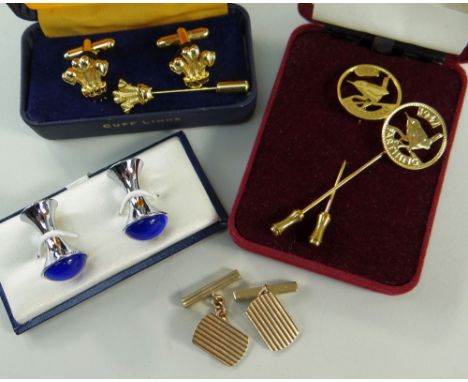 ASSORTED JEWELLERY &amp; WATCHES comprising pair of 9ct gold gent's cufflinks in box, gent's chrome cufflinks in box, Prince 