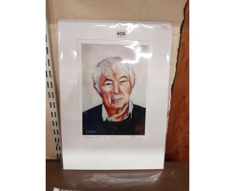 RARE LIMITED EDITION 9/100 SIGNED SEAMUS HEANEY PORTRAIT PRINT