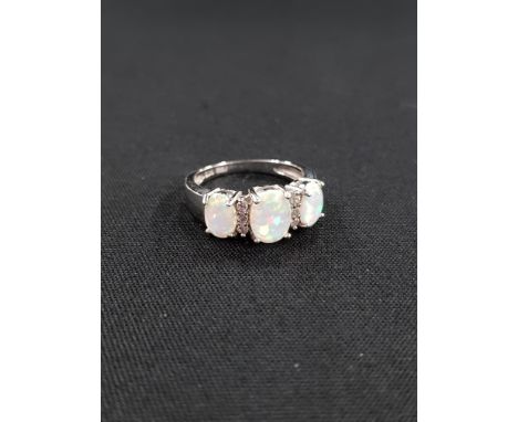 3 STONE SILVER OPAL RING