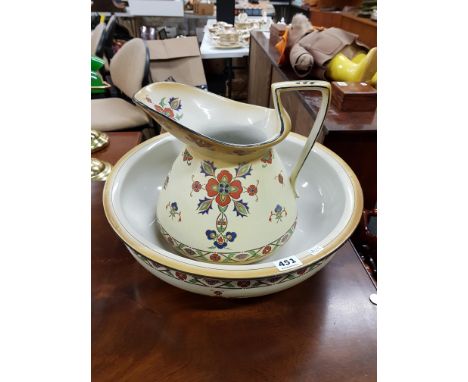 LARGE ANTIQUE JUG &amp; BASIN