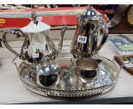SILVER PLATE TEA SERVICE ON TRAY 