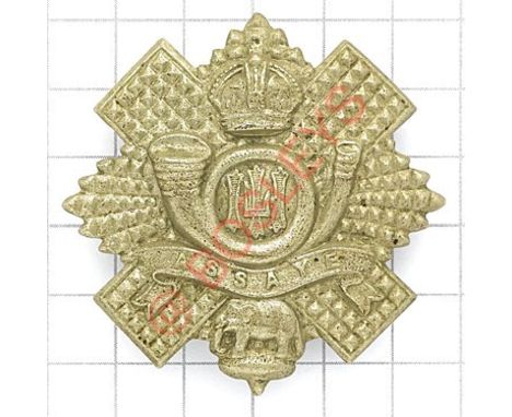 Scottish Highland Light Infantry OR’s glengarry badge Die-stamped white metal example with long ‘Assaye’ scroll. (KK 683) GC 