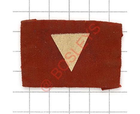 Badge. Royal Army Veterinary Corps scarce RAVC formation sign. White inverted triangle painted on red rectangle. Removed from