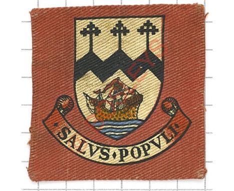 Badge. 22 Corps Troops Column Royal Army Service Corps scarce formation sign. Red square printed with shield charged with shi
