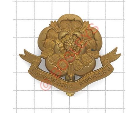 Lancashire Hussars post 1908 Yeomanry cap badge Die-stamped brass. VGC Slider 