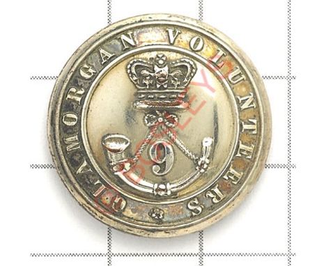 Welsh. 9th (Cwm Avon) Glamorganshire Rifle Vols Victorian Officer’s silvered tunic button. Within title circlet, a crowned st
