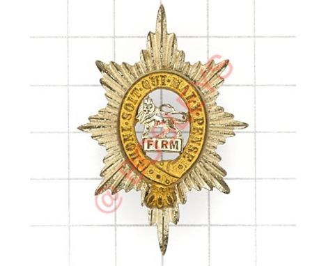 Worcestershire Regiment post 1926 Officer’s cap badge. Die-cast silvered star mounted with gilt Garter. Impressed ‘P’ Minor s