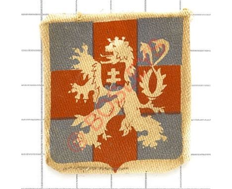 Badge. 1st Czechoslovak Independent Armoured Brigade Group WW2 formation sign circa 1943-45. White rectangle printed with blu