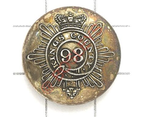Irish. King’s County Militia Victorian Officer’s silvered closed back coatee button. Crowned star bearing strap ‘King’s Count