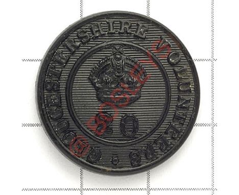 Gloucestershire Rifle Vols Edwardian black horn tunic button circa 1902-08. On lined ground, crown over ‘20’ within title cir