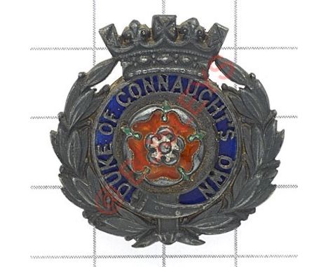 6th (Duke of Connaught’s Own) Bn. Hampshire Regiment post 1908 Officer’s cap badge. A fine die-stamped silver plated and enam