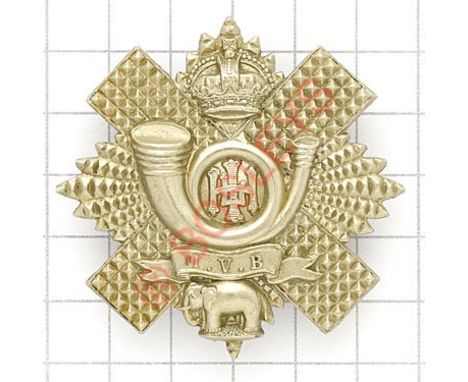 Scottish. 1st VB Highland Light Infantry Edwardian OR’s HLI glengarry badge circa 1902-08. A fine scarce die-stamped white me