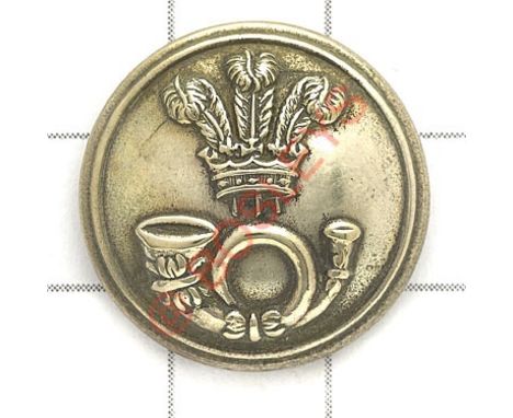 Welsh. Swanses Rifle Vols Victorian white metal tunic button. Prince of Wales plumes (sans motto) over coiled bugle. Approx 2