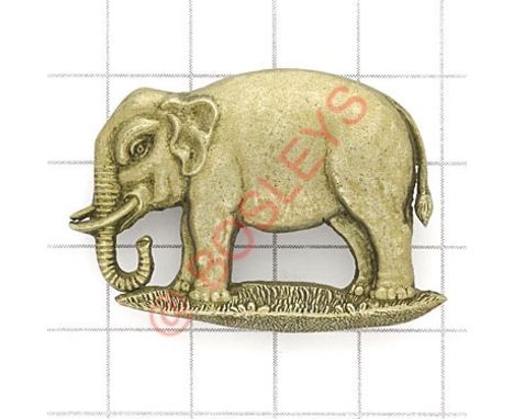 19th PWO Hussars scarce pre 1922 pagri badge. A fine die-stamped white metal example. The Elephant was borne in commemoration